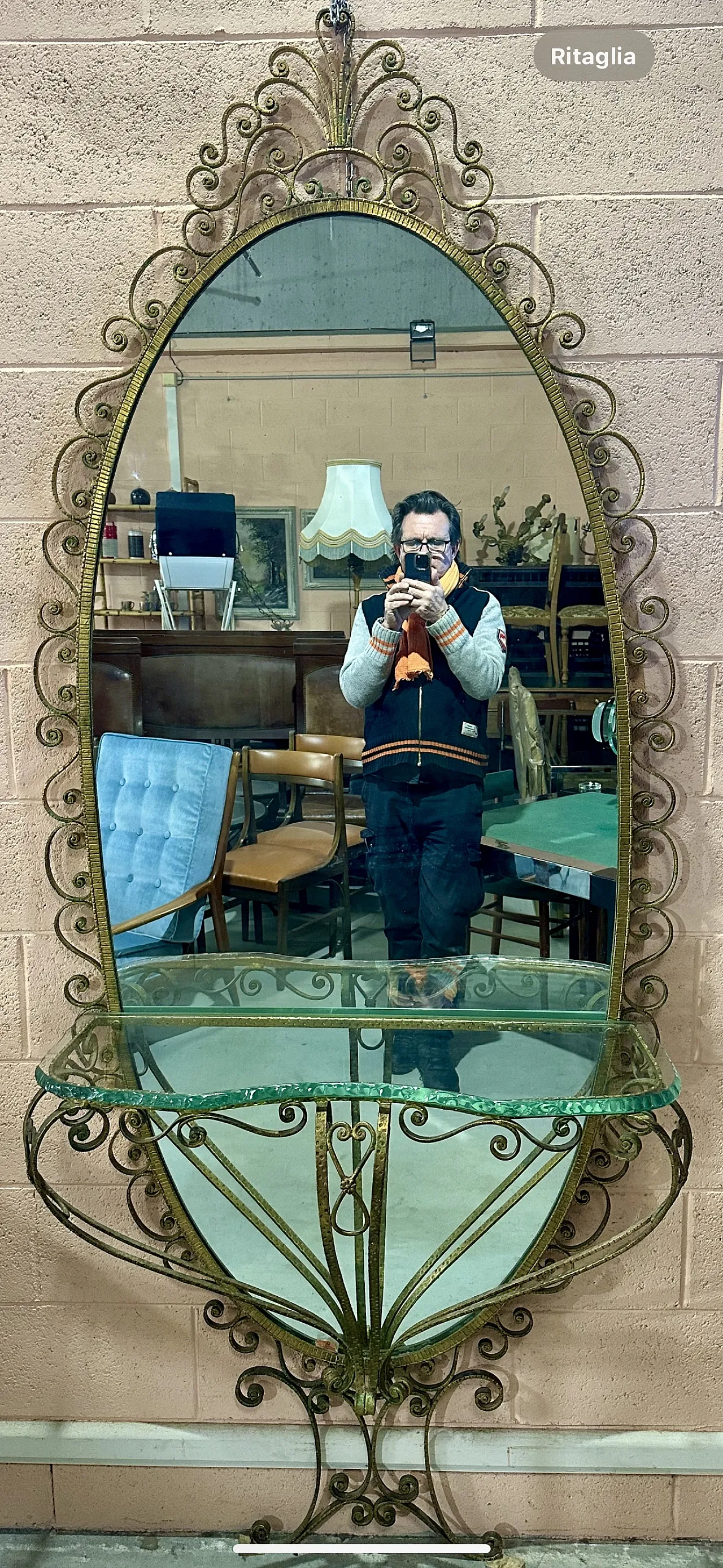 Specchiera da terra di Pierluigi Colli consol Torino,anni’50 4