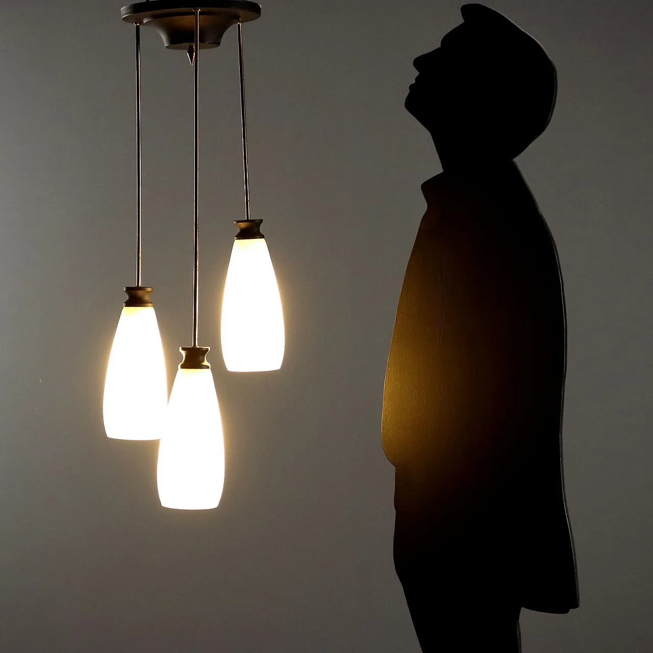 Lampada in ottone e vetro, anni '60 2