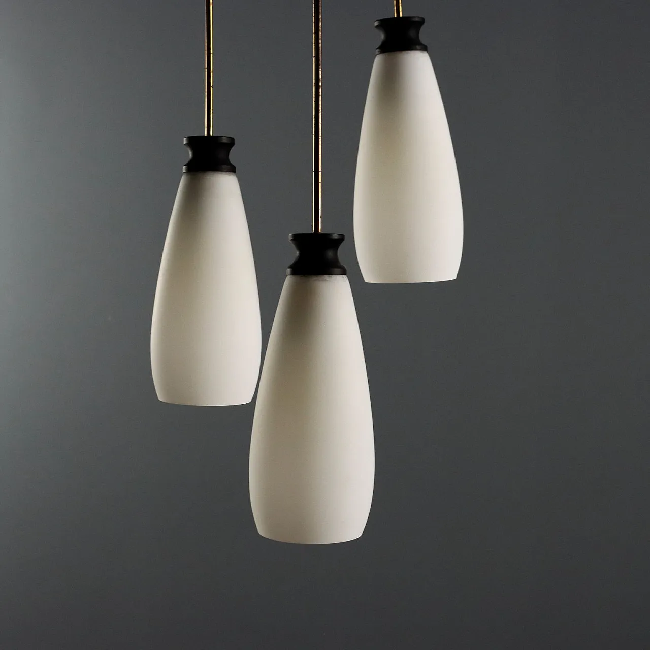 Lampada in ottone e vetro, anni '60 4