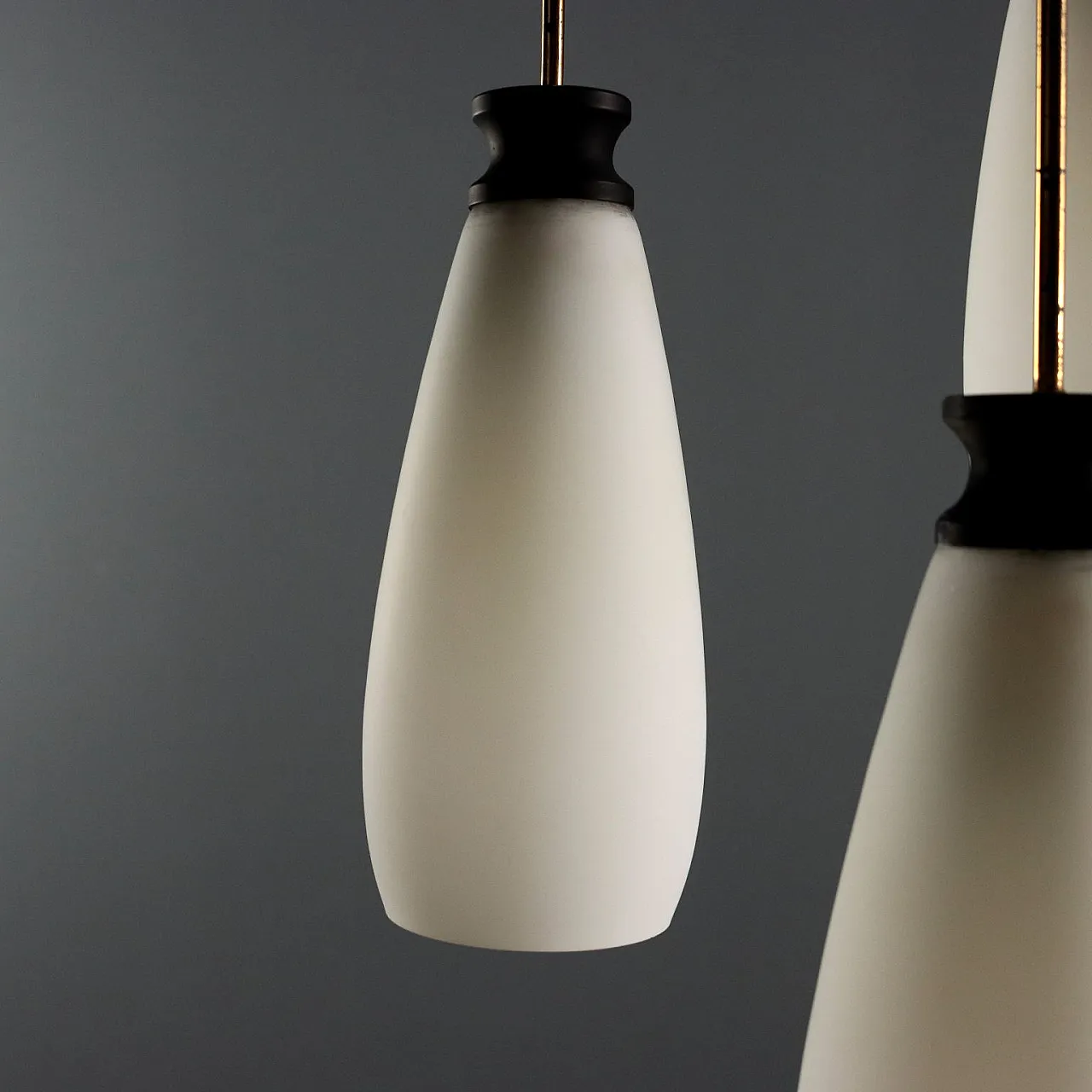 Lampada in ottone e vetro, anni '60 5