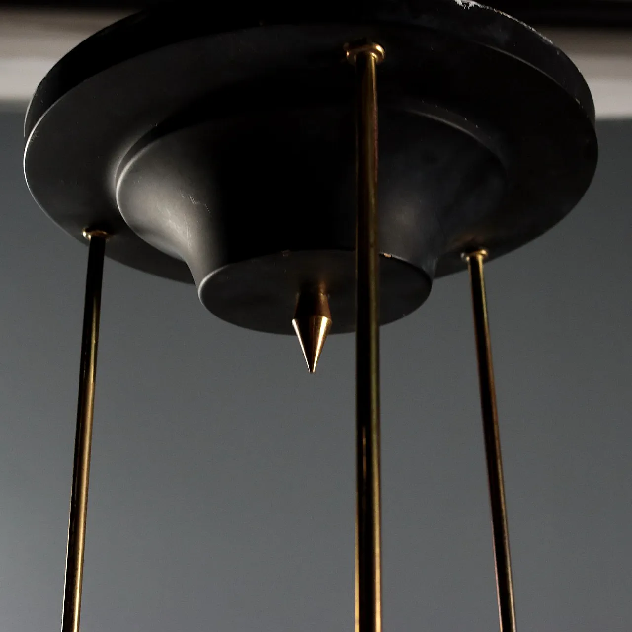 Lampada in ottone e vetro, anni '60 7