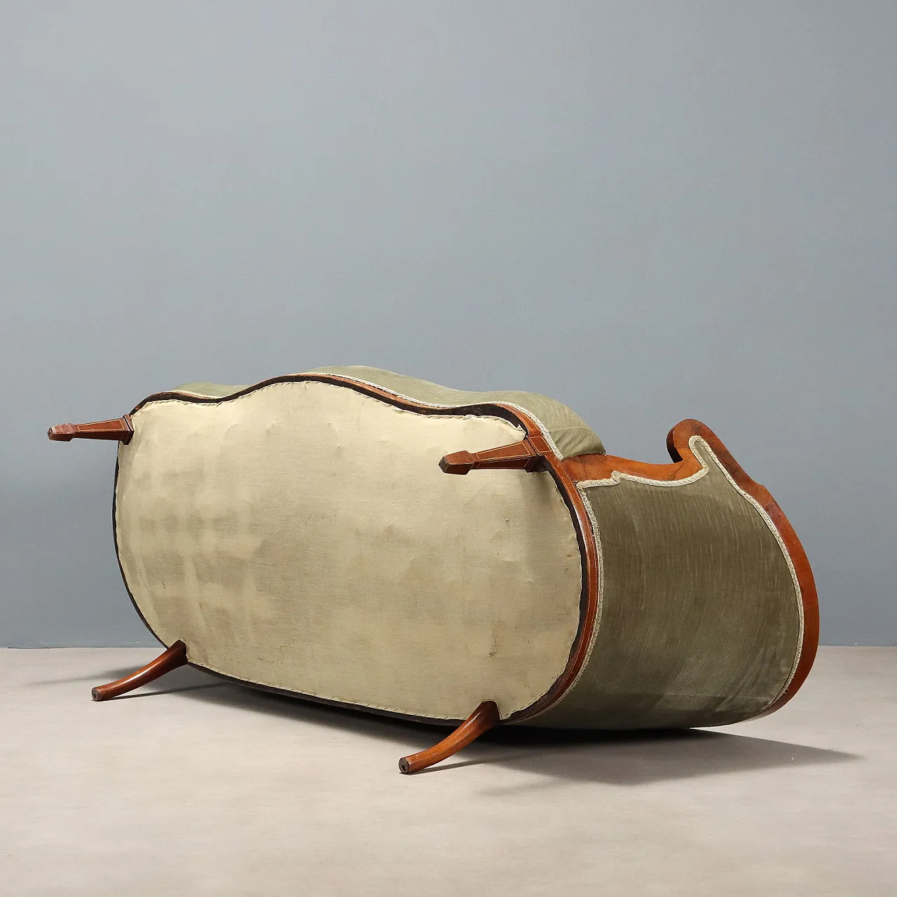 Mahogany and maple sofa with various wood inlays, late 19th century 10