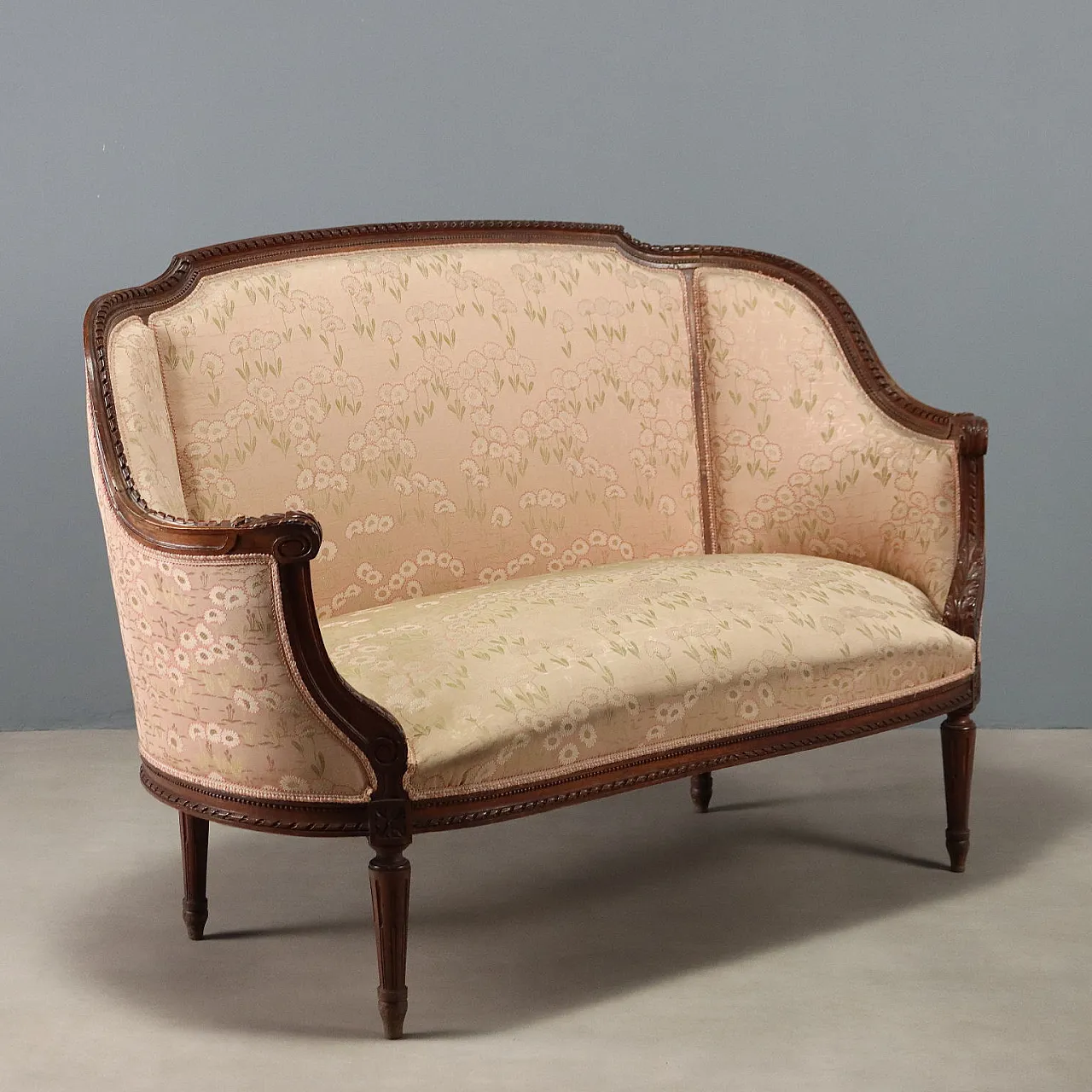 Divano in noce in stile neoclassico, fine '800 1