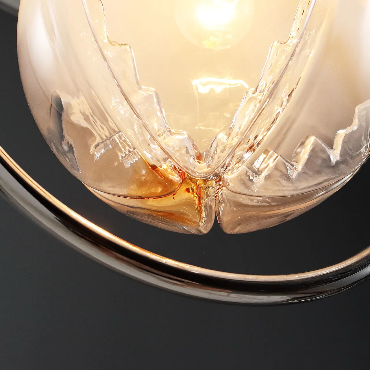 Ceiling lamp in metal and blown glass, 20th century 5