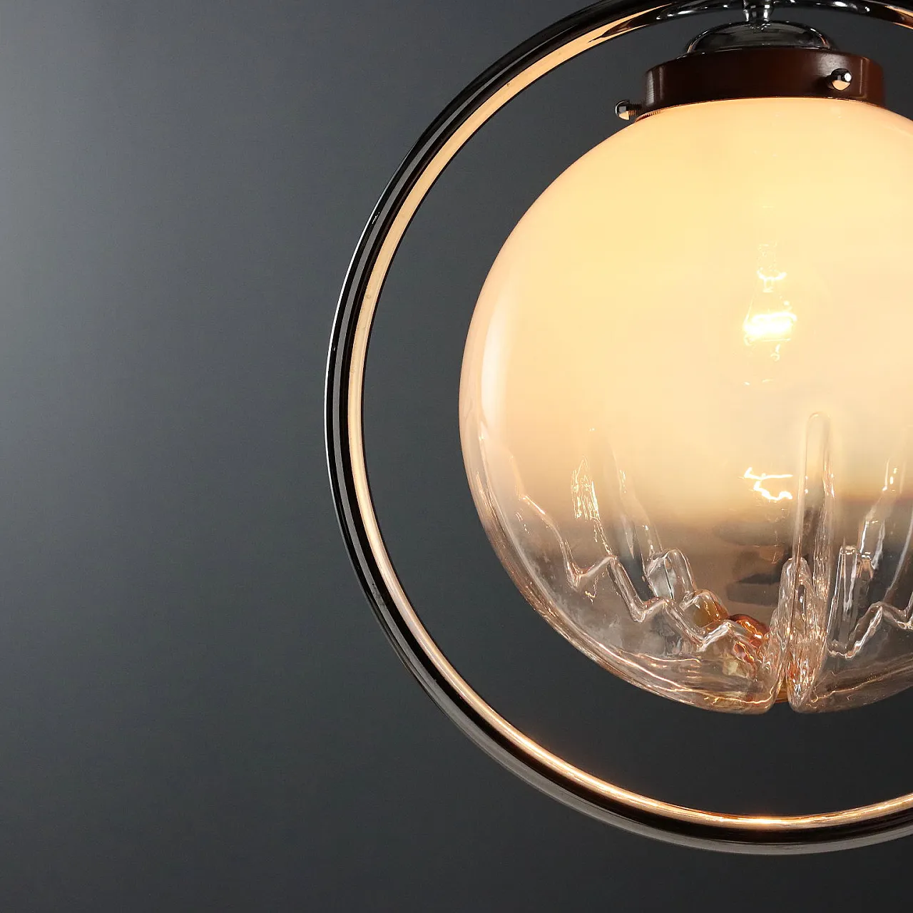 Ceiling lamp in metal and blown glass, 20th century 6