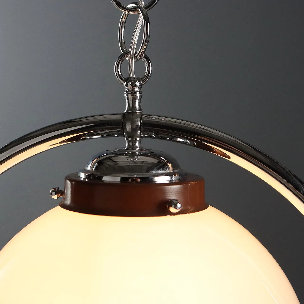 Ceiling lamp in metal and blown glass, 20th century 7
