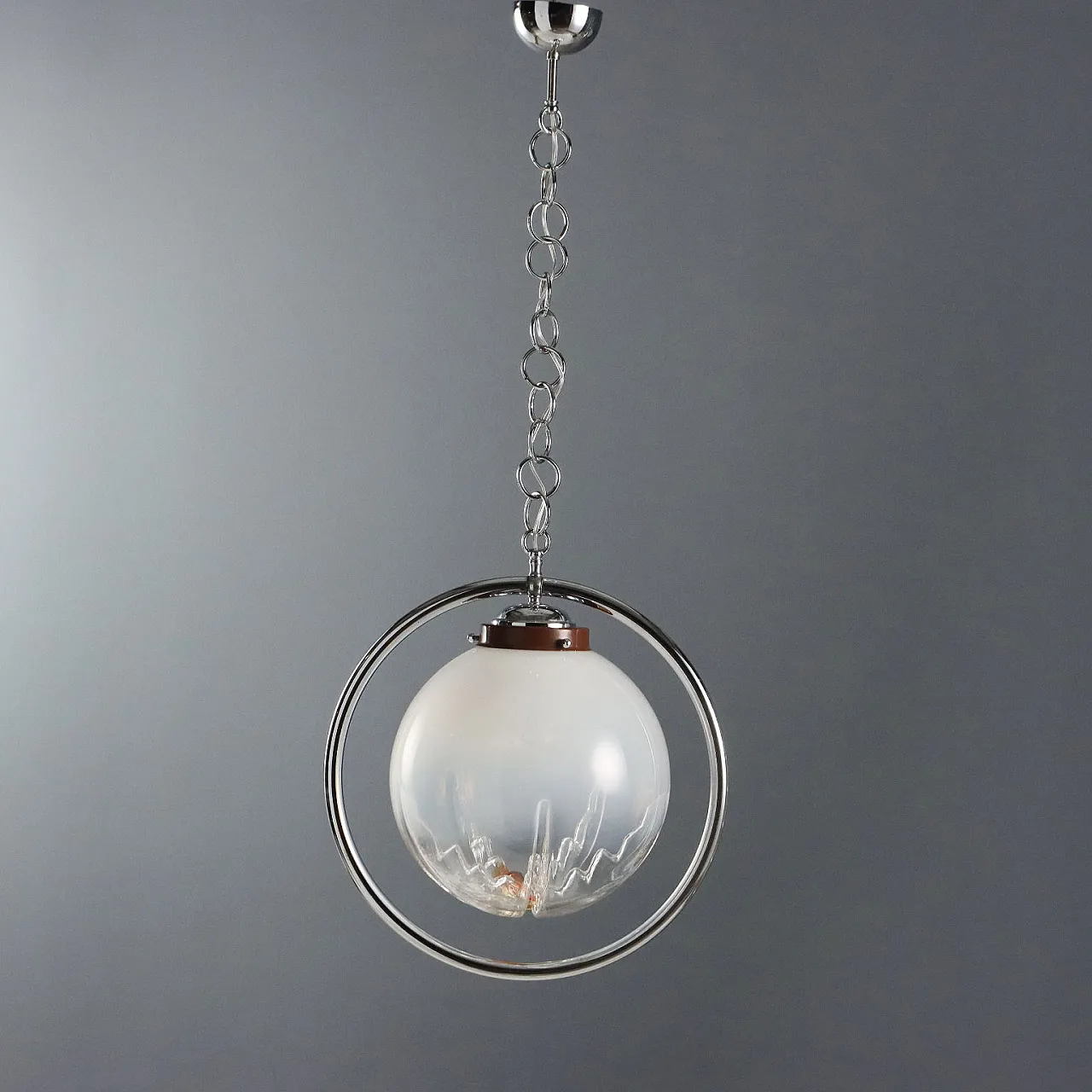 Ceiling lamp in metal and blown glass, 20th century 8