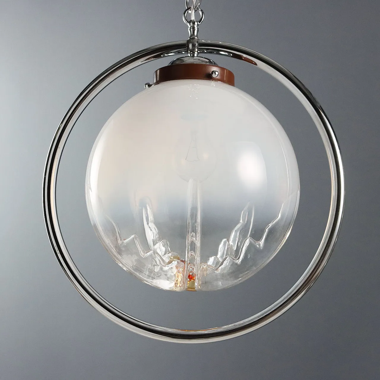 Ceiling lamp in metal and blown glass, 20th century 9