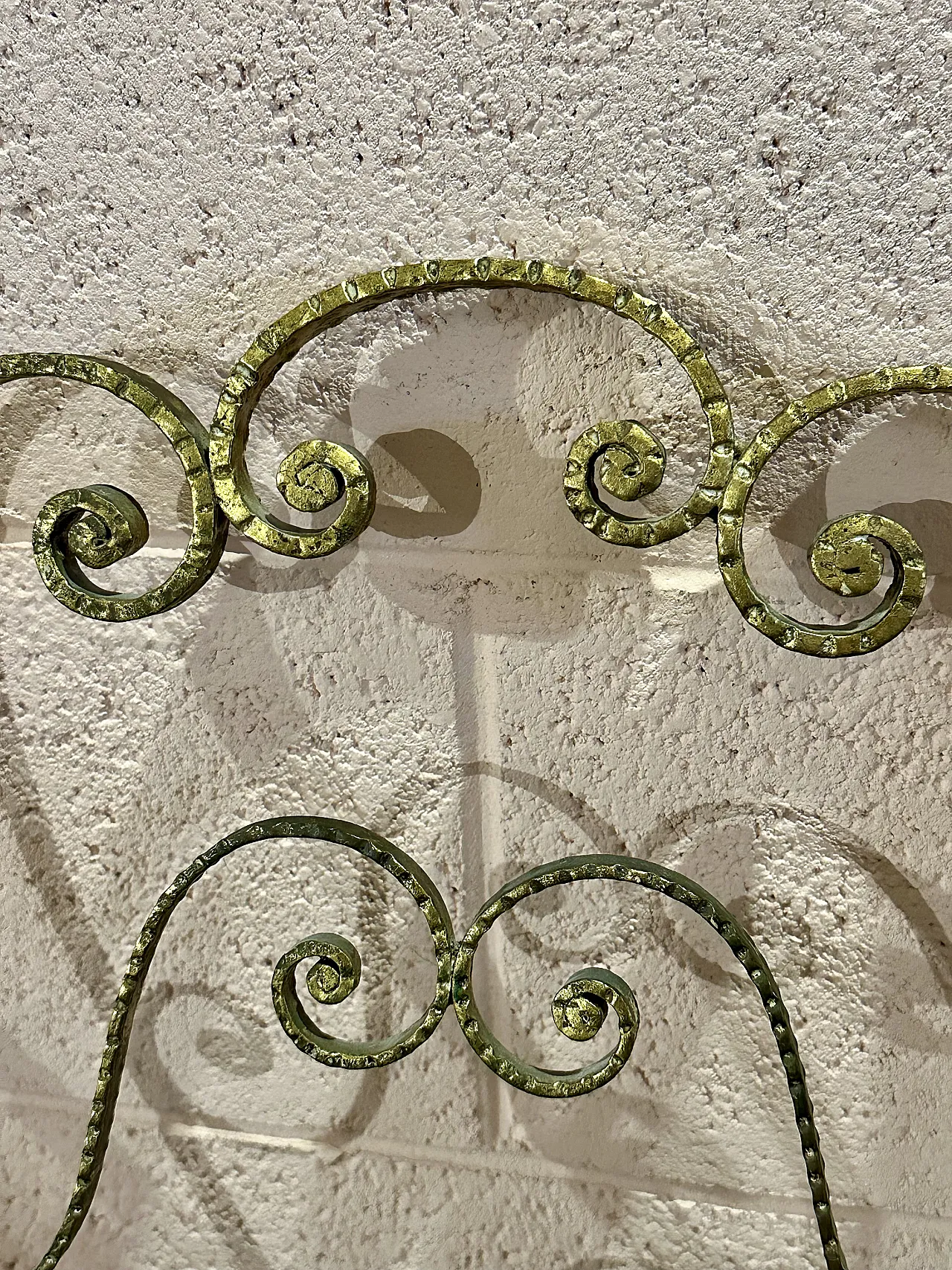 Pair of chairs by Pierluigi Colli, Turin golden wrought iron, 1950s 6