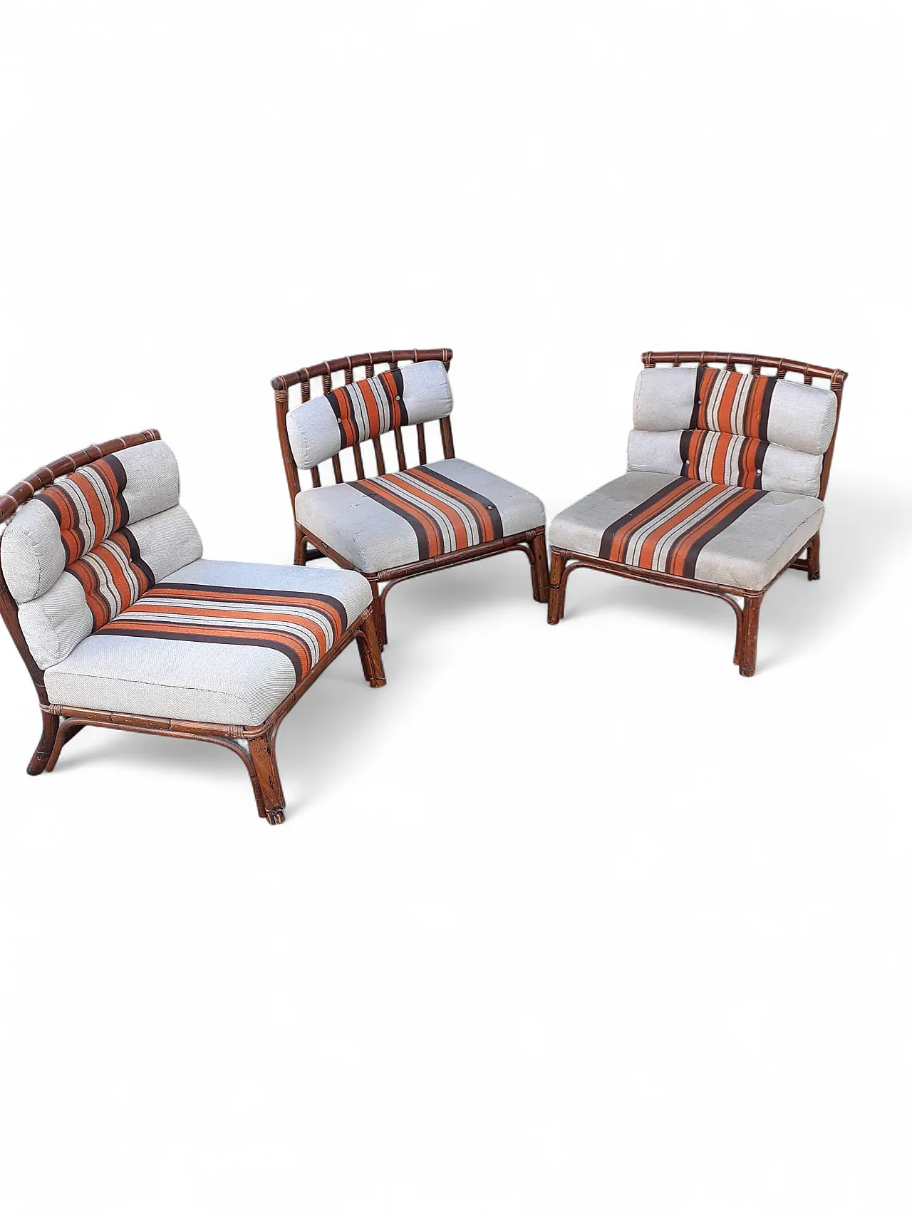 3 Bamboo armchairs, 70s 17