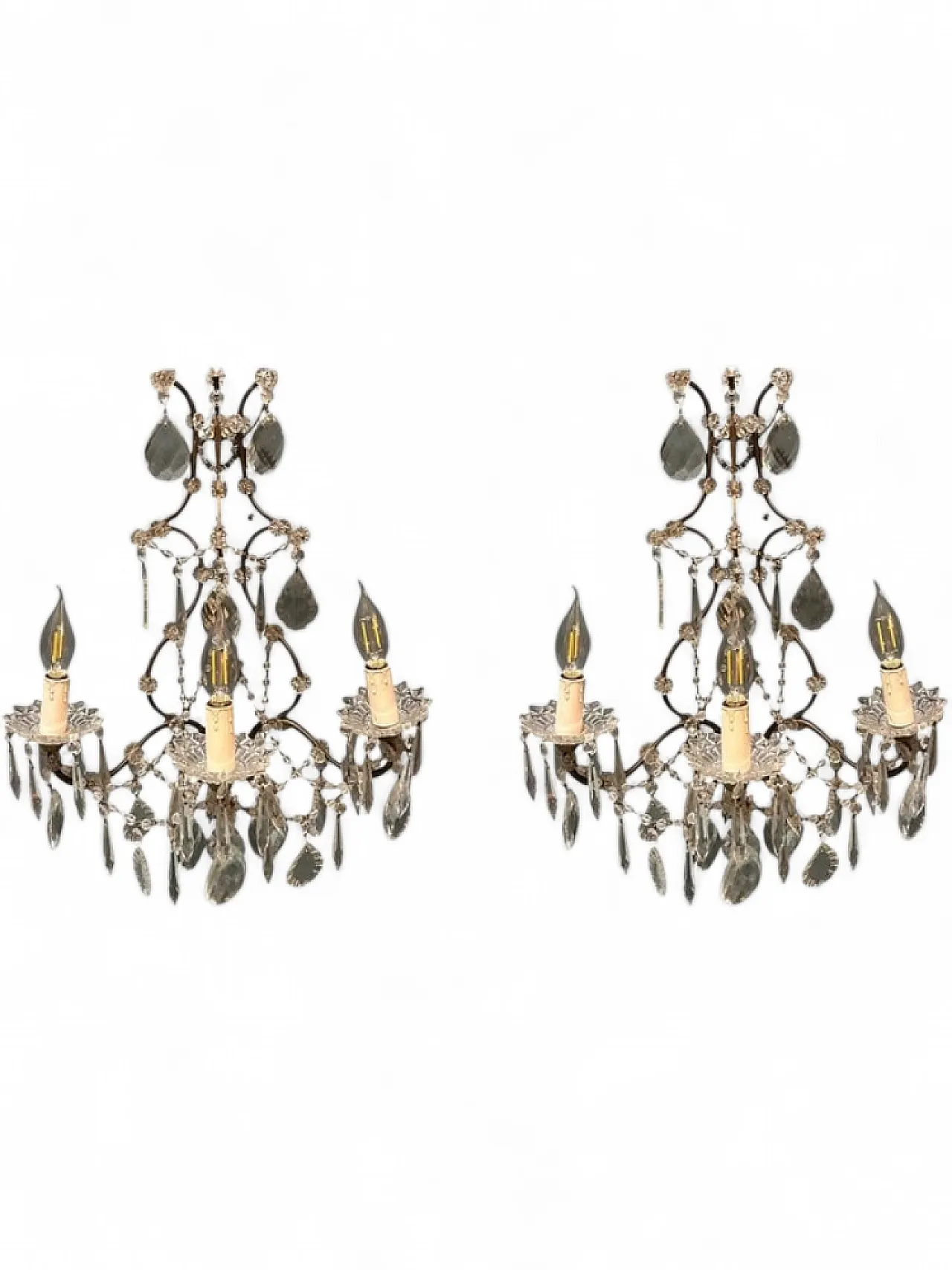 Pair of Italian Crystal Wall Sconce, 1960s 13