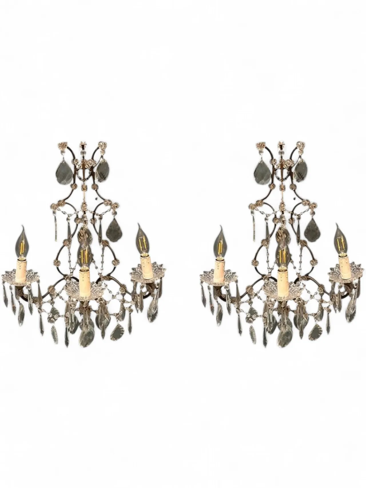 Pair of Italian Crystal Wall Sconce, 1960s 14