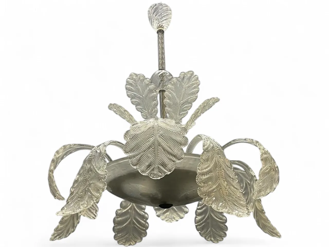 Chandelier with Murano glass leaves Barovier & Toso style, 1950s 12