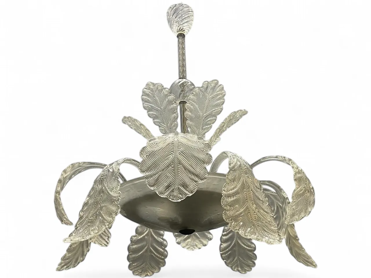 Chandelier with Murano glass leaves Barovier & Toso style, 1950s 13