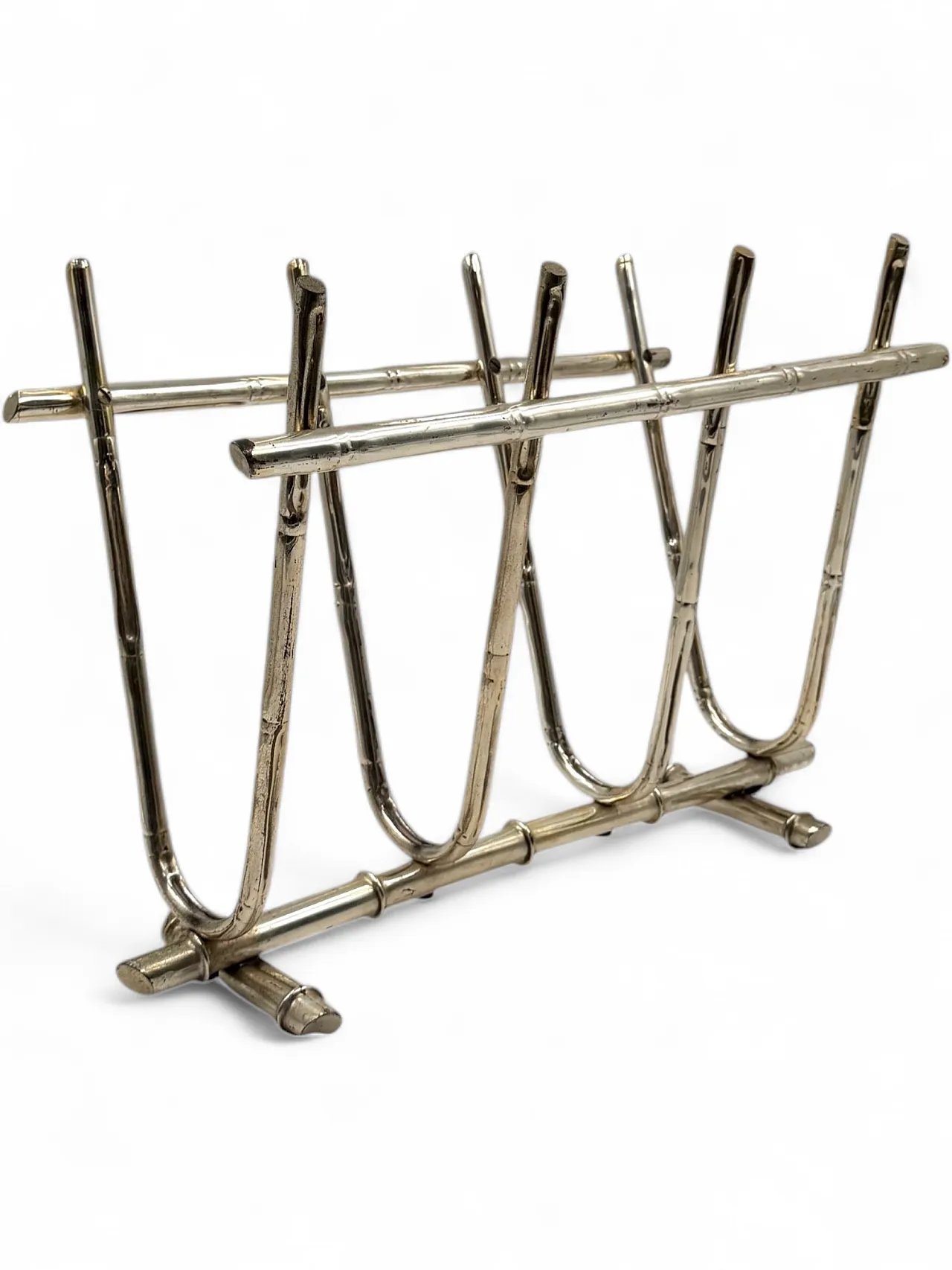 Hollywood Regency bamboo-shaped brass magazine rack, Italy 1970 10