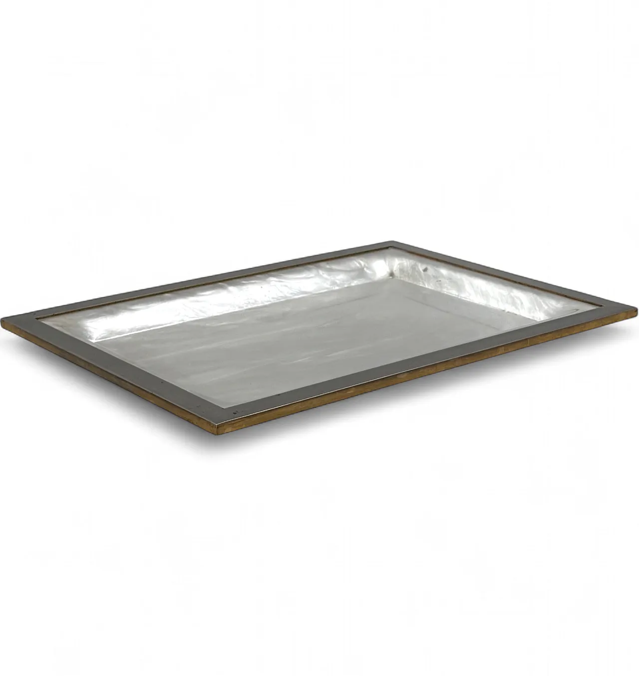 Brass and imitation mother-of-pearl tray, 1970 11