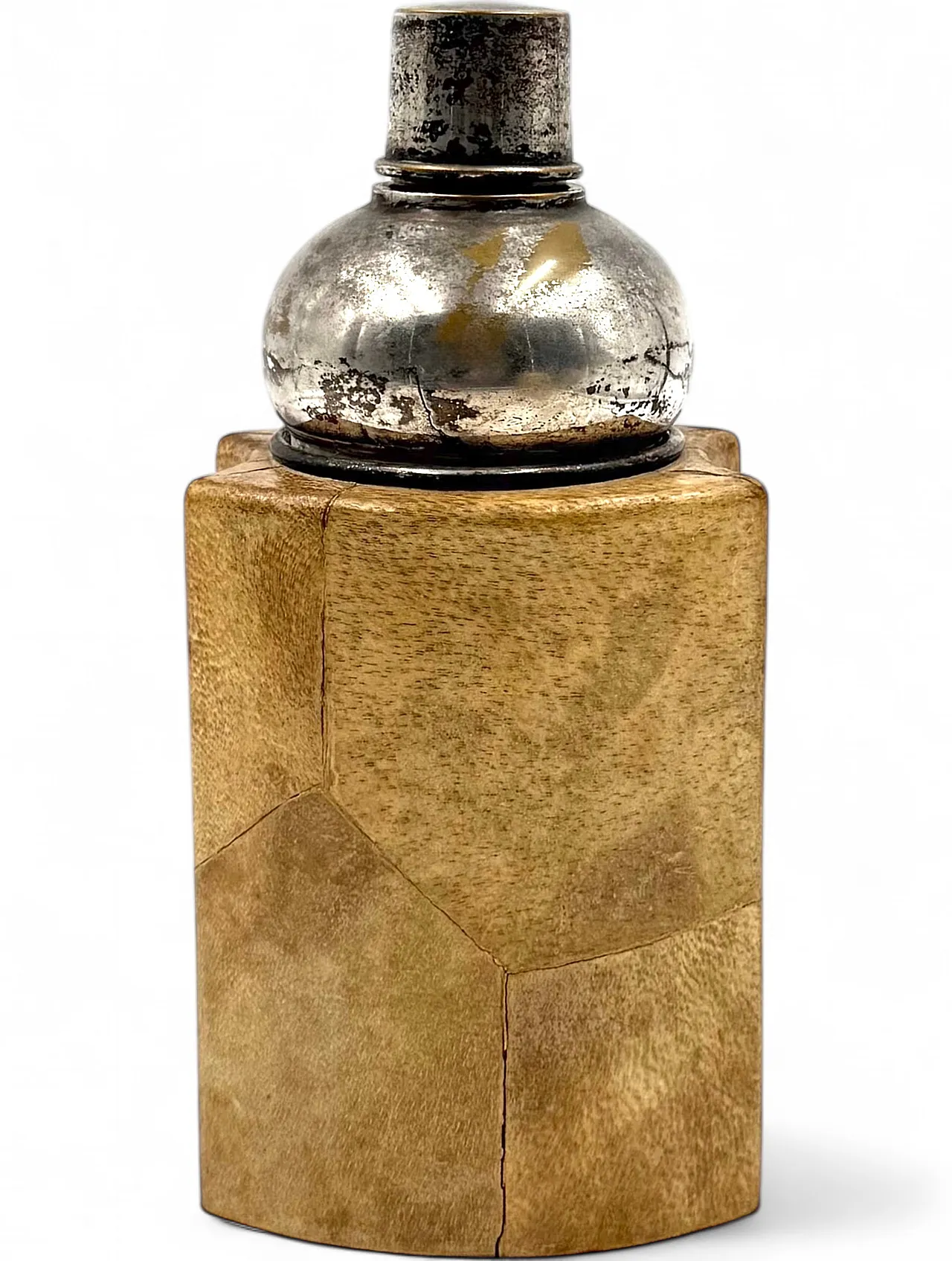 Cream leather cocktail shaker, Aldo Tura, Italy 1950s 11