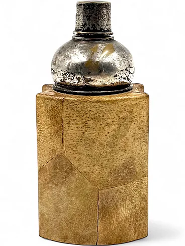 Cream leather cocktail shaker, Aldo Tura, Italy 1950s