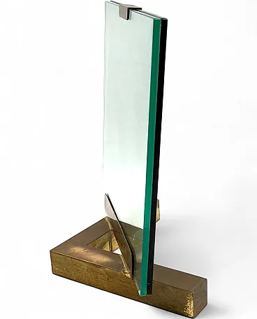 Brass and glass photo frame, Gabriella Crespi 1970 style