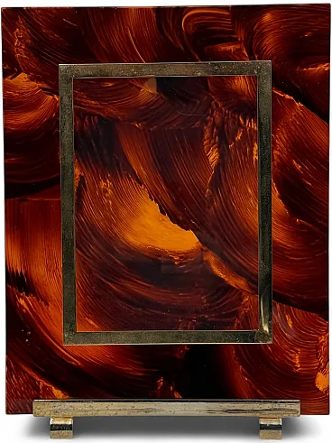 Photo frame in tortoiseshell effect lucite, Italy 1970