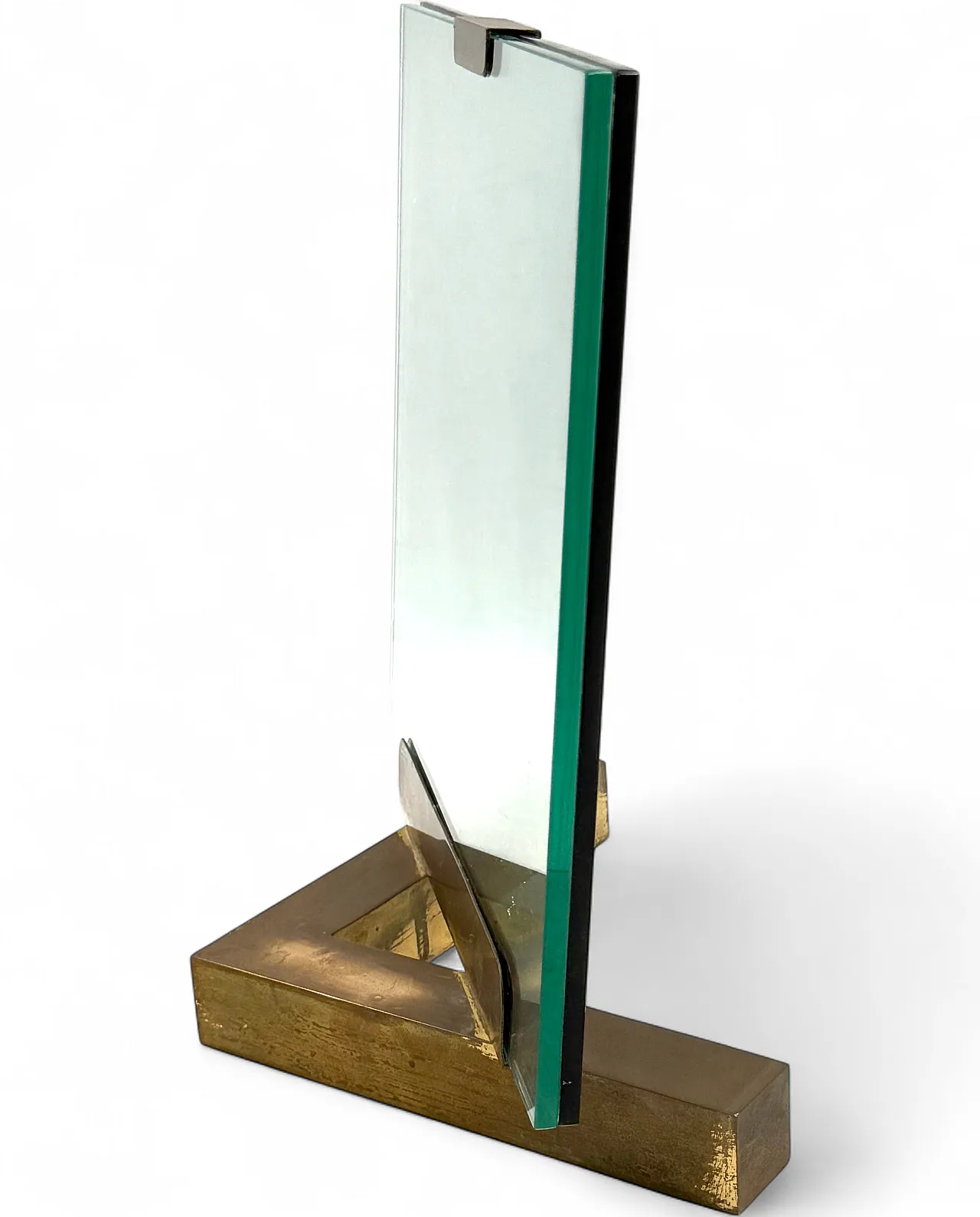 Brass and glass photo frame, Gabriella Crespi 1970 style 16