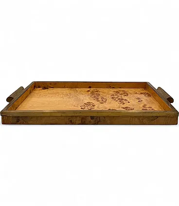 Hollywood Regency style brass and briar tray, Italy, 1970s