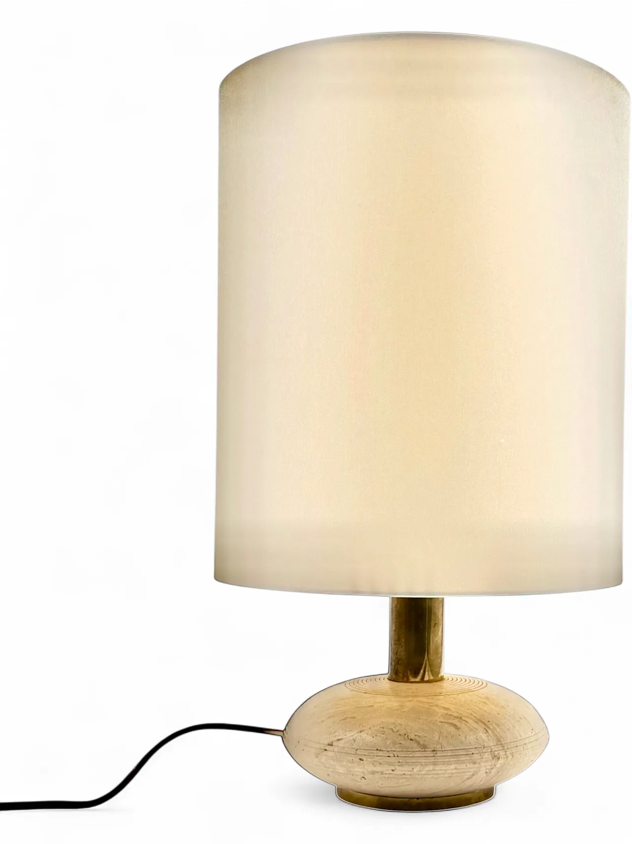 Table lamp in travertine and brass, Italy, 1970s 13