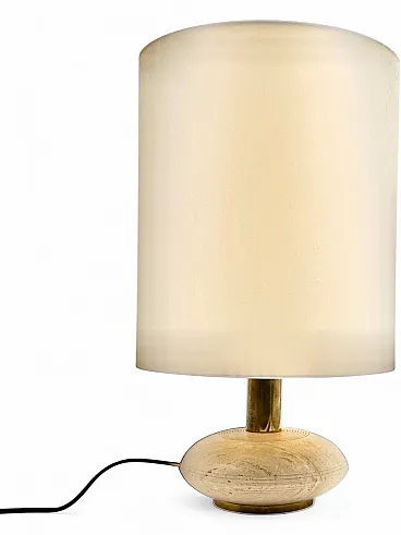 Table lamp in travertine and brass, Italy, 1970s
