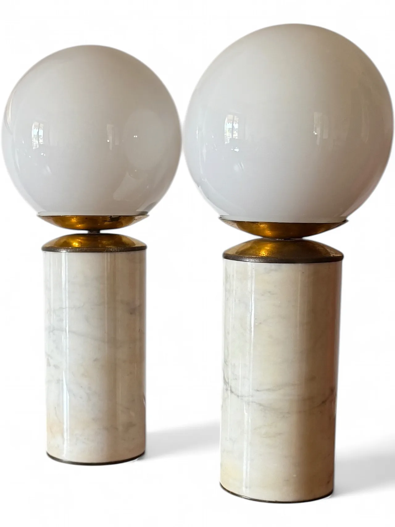 Coppia di lampade da tavolo in marmo e ottone di Lucirhytmo, 1970 12