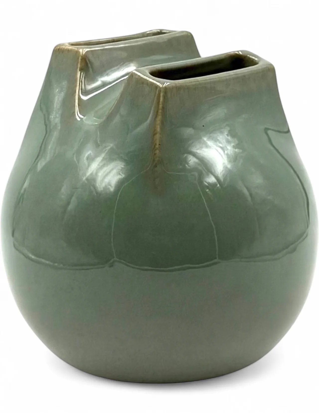 Mid-century Modern green stoneware vase, Franco Bucci, Italy 1970 14