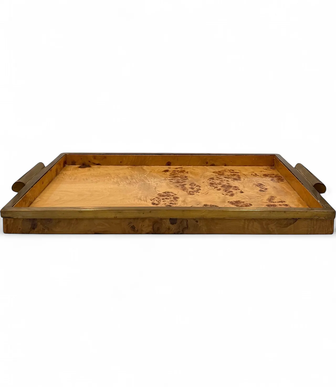 Hollywood Regency style brass and briar tray, Italy, 1970s 16