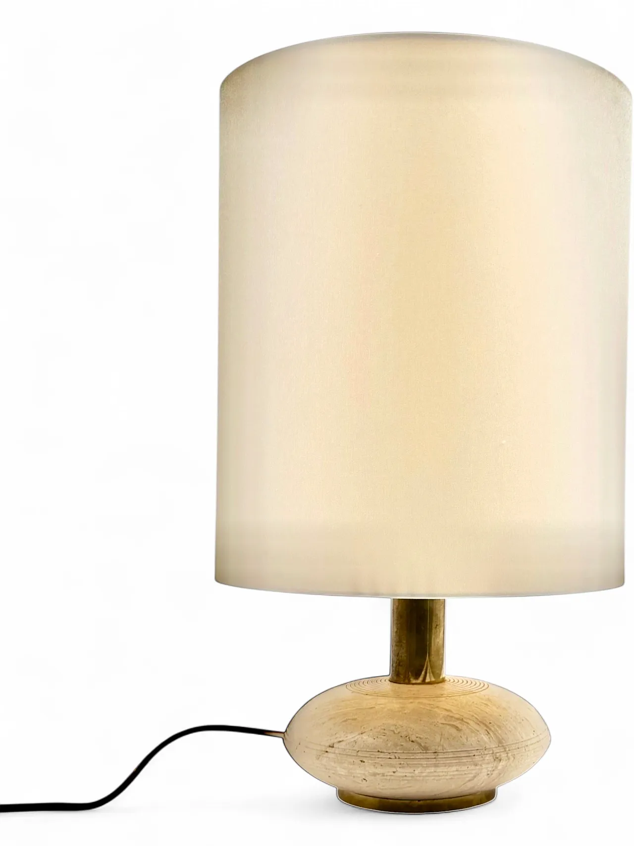 Table lamp in travertine and brass, Italy, 1970s 14