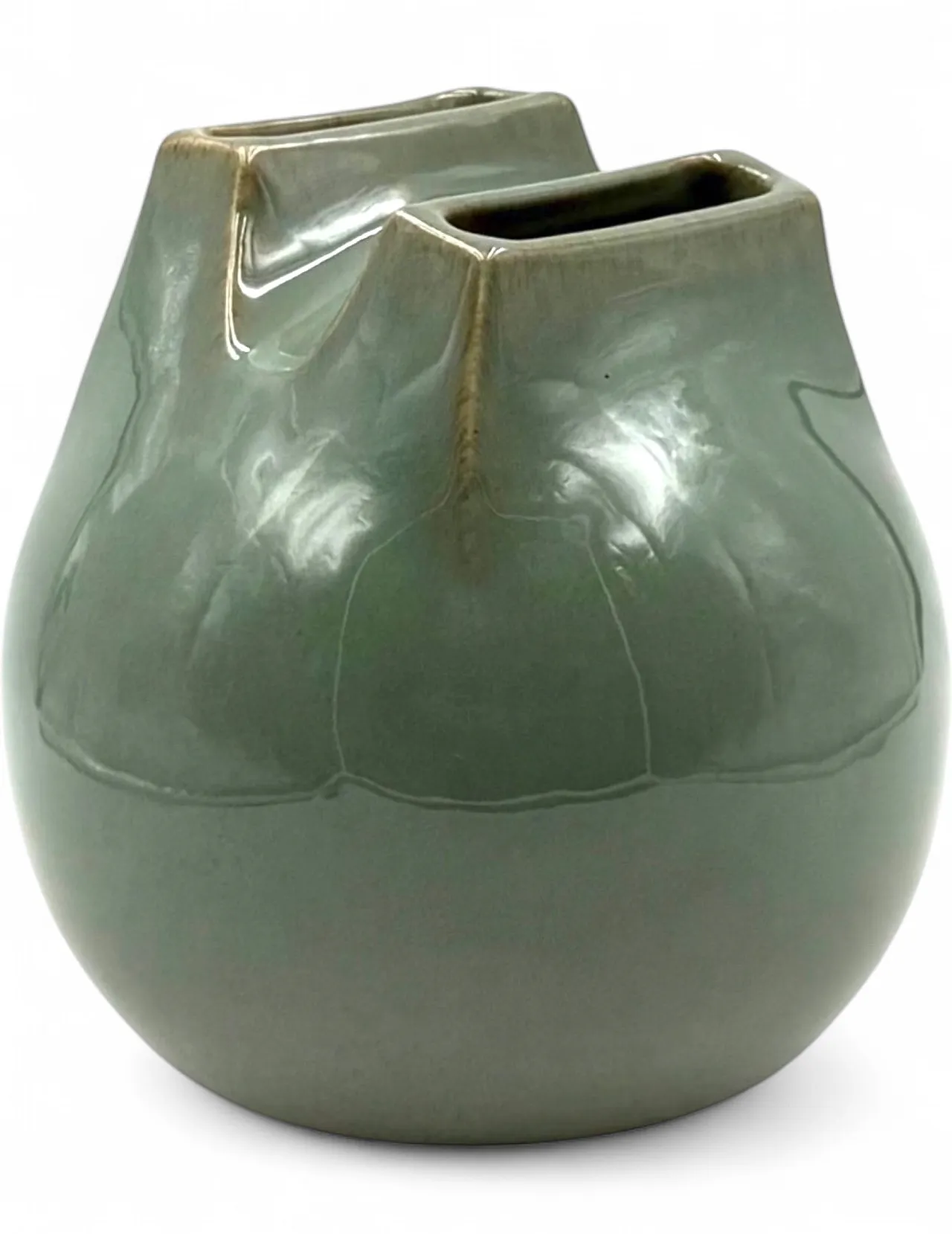 Mid-century Modern green stoneware vase, Franco Bucci, Italy 1970 15