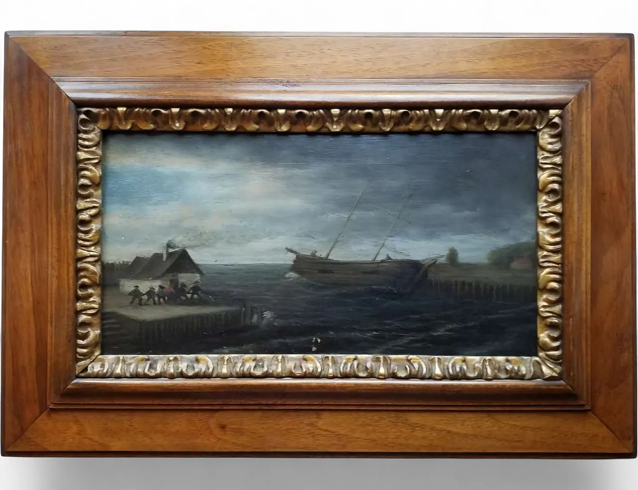 Flemish school Coastal marine scene, Oil on oak panel, 18th century 12