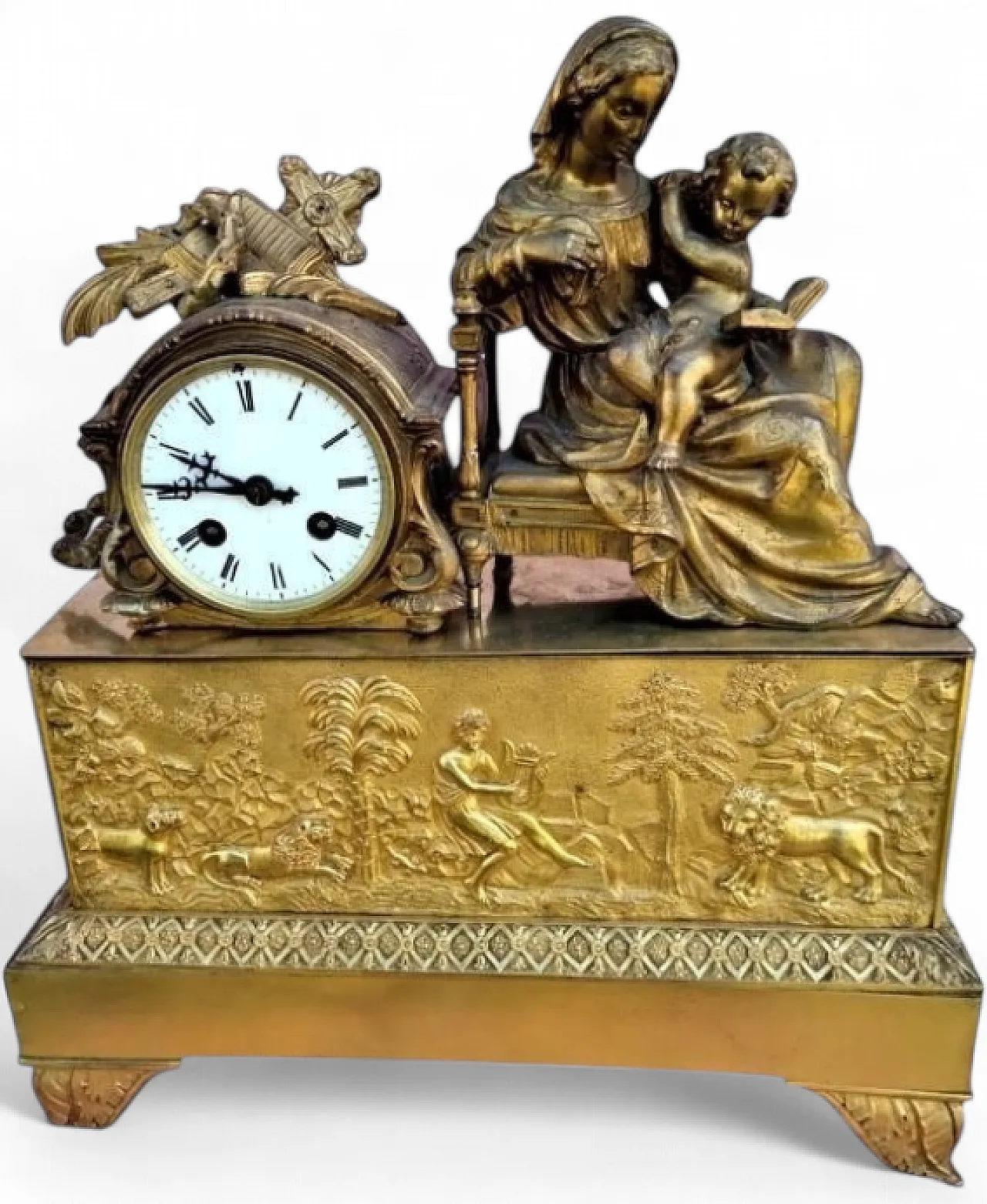French Gilt Bronze Figural Mantel Clock, 19th Century 11