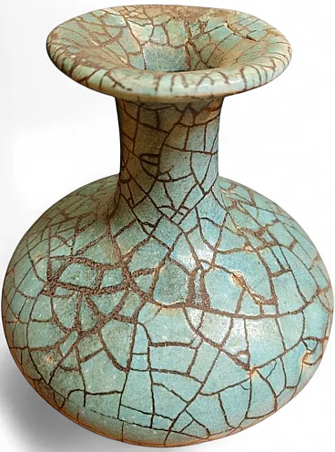 Turquoise Crackle Glazed Ceramic Vase