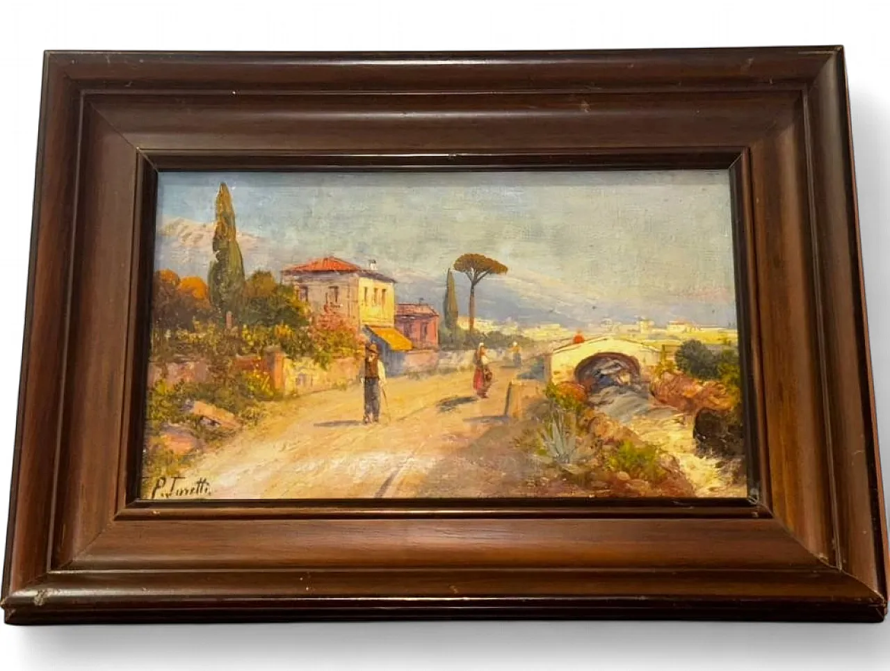 Pietro Toretti, Italian country road scene, Oil on canvas 6
