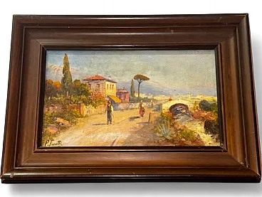 Pietro Toretti, Italian country road scene, Oil on canvas