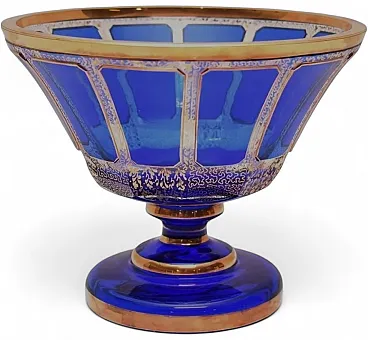 Cobalt Blue Gilt Glass Centerpiece Bowl, early 20th Century