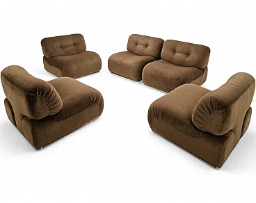 5 lounge easy chairs By Euromobili Italy 70s