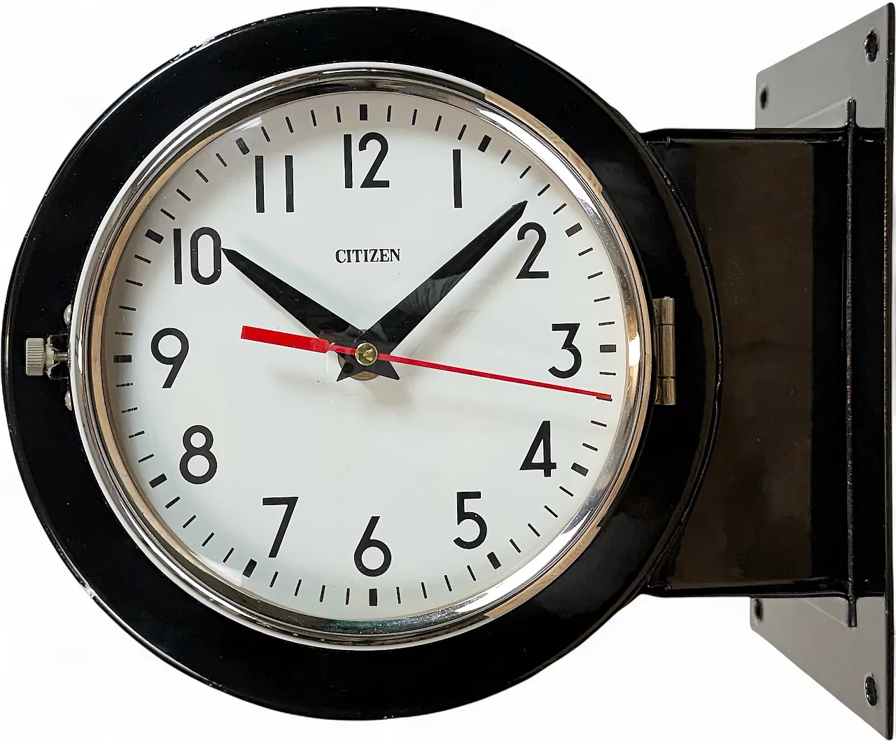 Vintage Black Citizen Double-Sided Ship Wall Clock, 1980s 22