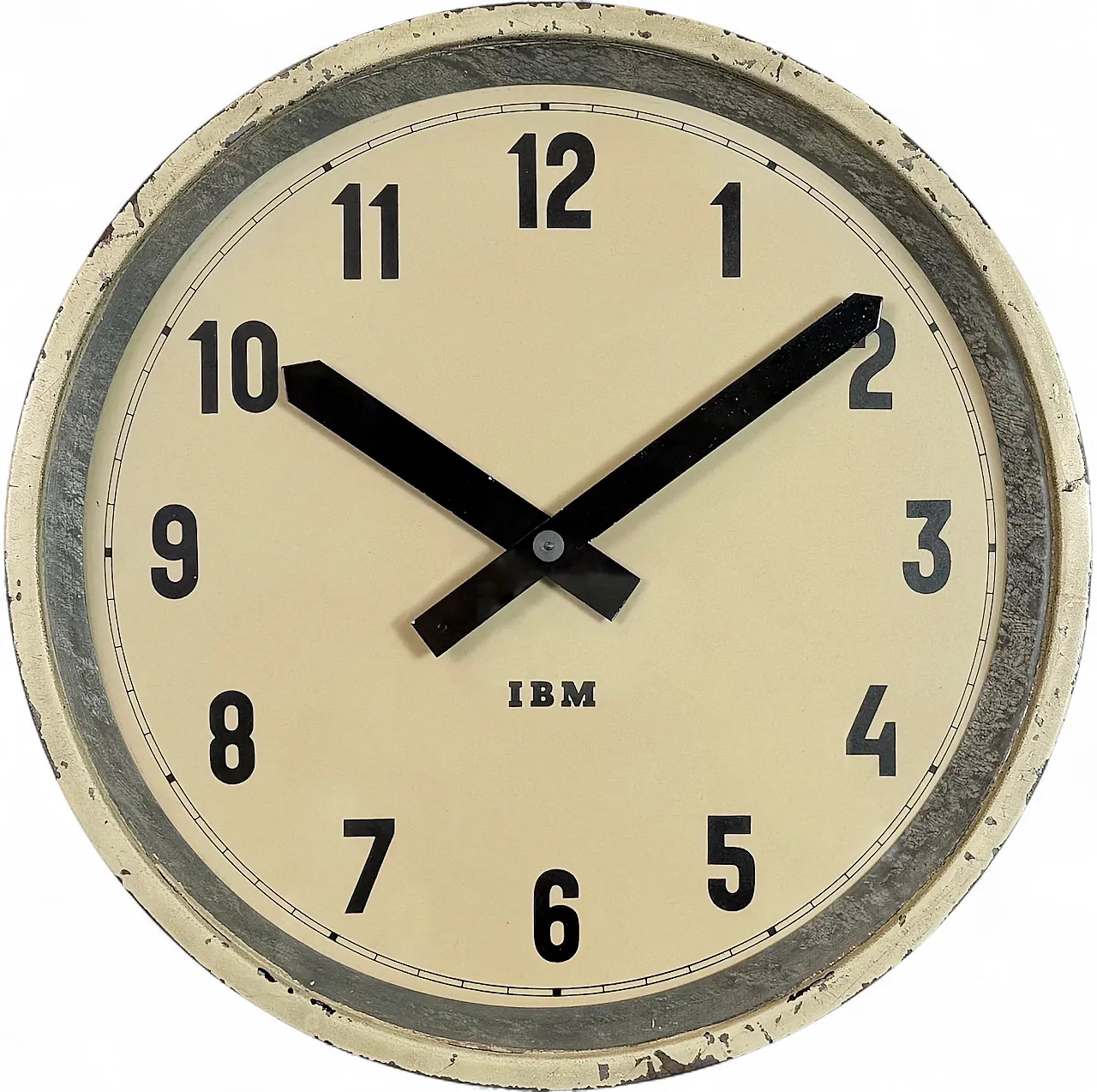 Beige Industrial Factory Wall Clock from IBM, 1950s 16