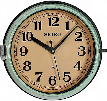 Orologio da parete vintage verde Seiko Ships, anni '70