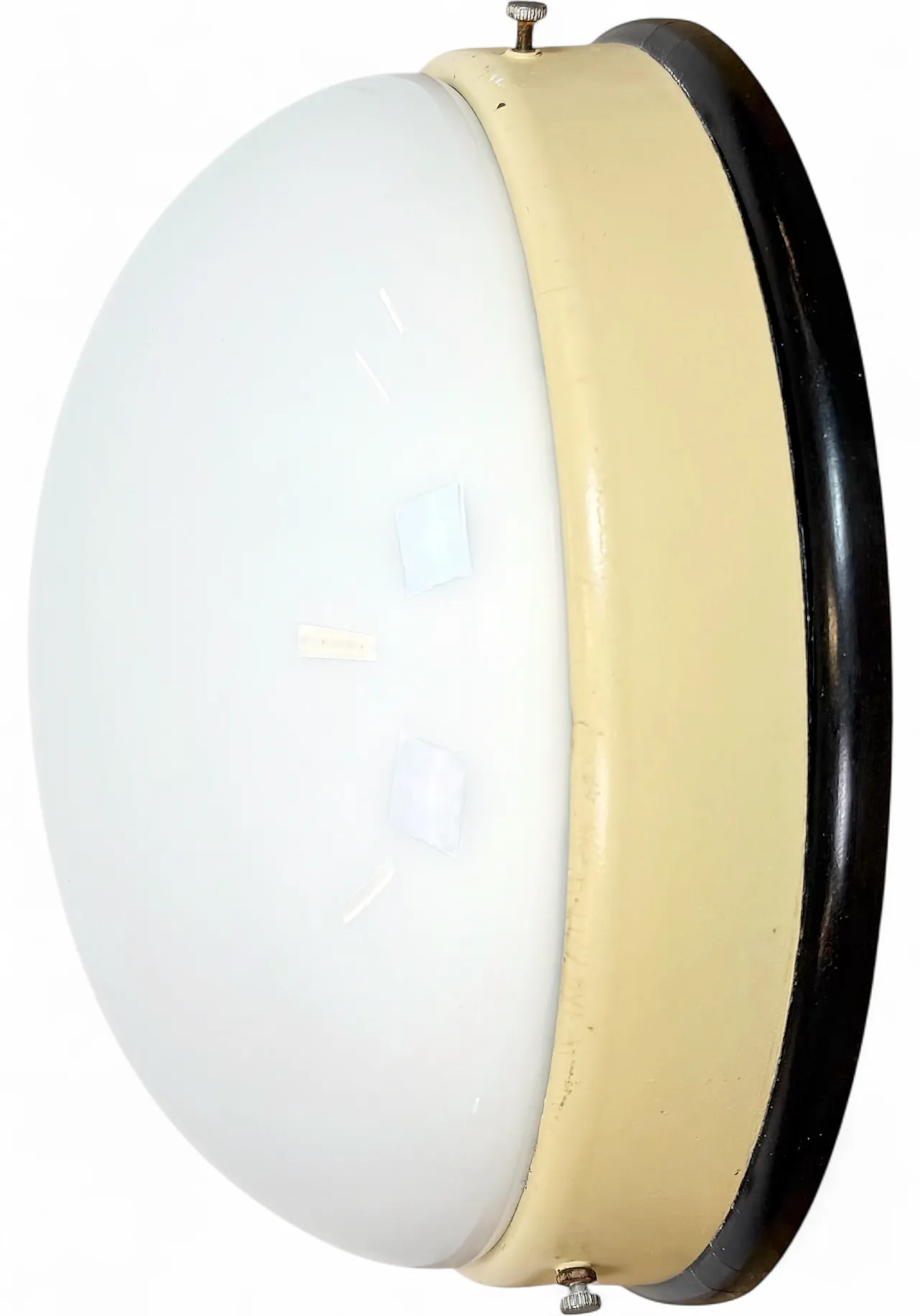 Lampada da parete o da soffitto industriale in bachelite con vetro lattimo, anni '50 14