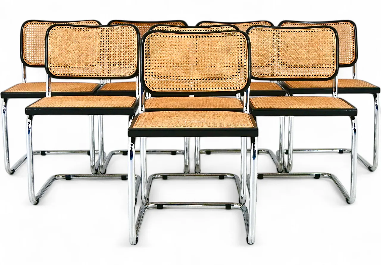 8 Sedie da pranzo stile B32 di Marcel Breuer, 80s 10