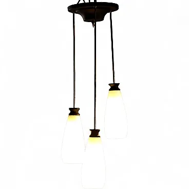 Lampada in ottone e vetro, anni '60