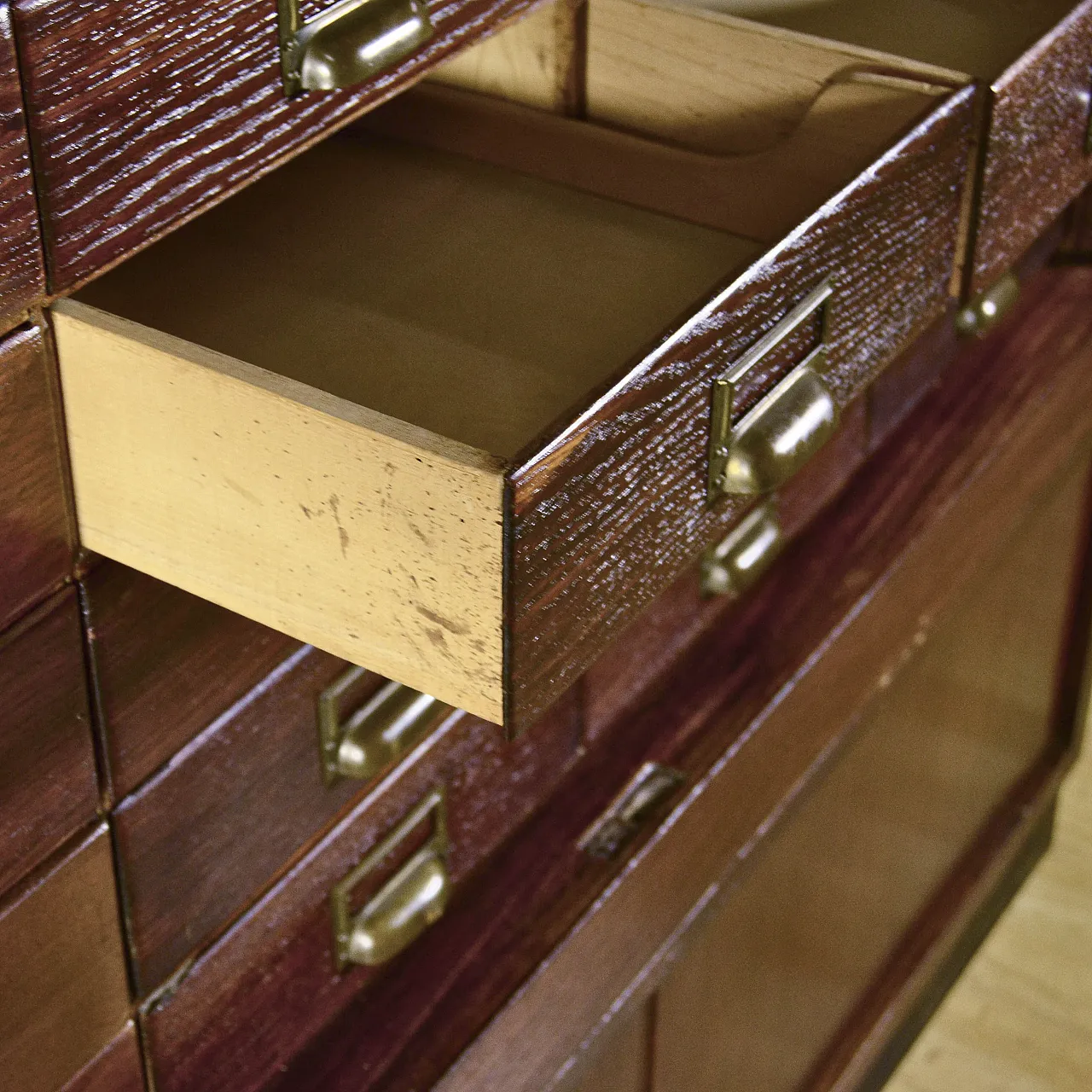 Industrial archive with 32-drawer tambour door, 1940s 7
