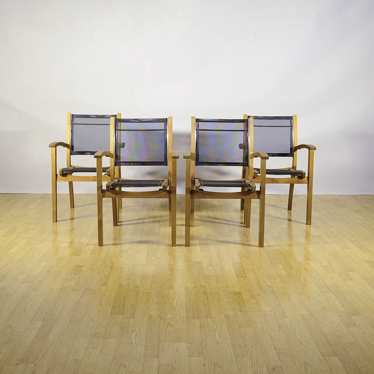 4 Sedie da giardino Plàthea by Marcelindo in legno e tessuto, '900 2