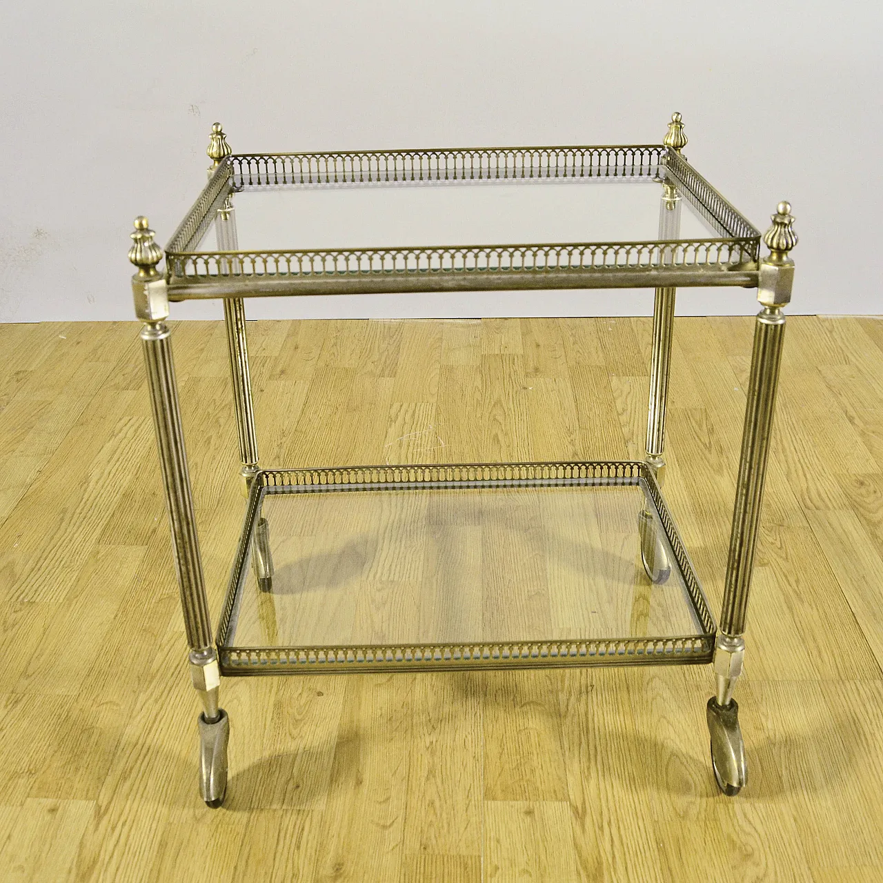 Louis XVI style service tables metal and glass, late 19th century 4