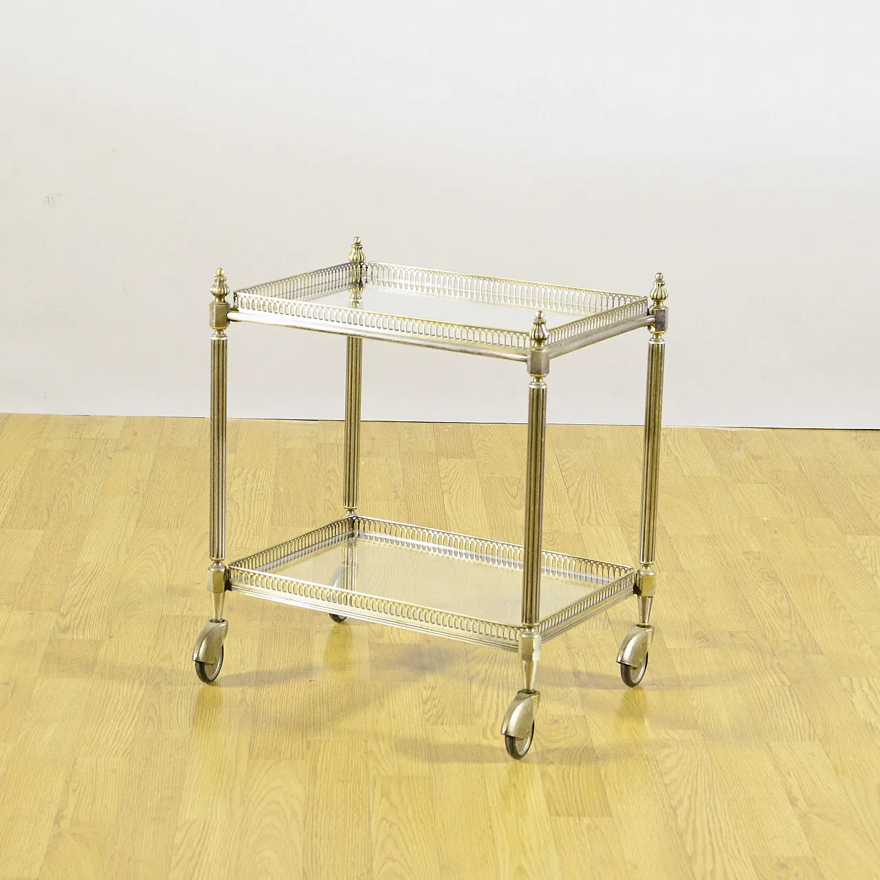 Louis XVI style service tables metal and glass, late 19th century 5